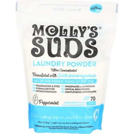 Molly's Suds Laundry Detergent Powder for Sensitive Skin, 70 Loads (Peppermint)