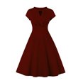 thumbnail image 1 of QLEICOM 1950's Dresses for Women Vintage, Medieval Vintage Solid Dress, Zipper High Waist Swing Ball Dress, Halloween Christmas Costumes Dress, Audrey Hepburn Style Party Dresses Wine M, 1 of 3