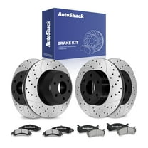 AutoShack Front & Rear Drilled & Slotted Brake Rotors Ceramic Brake Pads | Replacement for GMC Sierra 1500 Yukon XL 1500 Chevrolet Suburban 1500 Tahoe | E-Coated | 12-PC Brake Kit | ShadowGuard