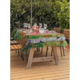 thumbnail image 4 of 52x70 Inch Outdoor Tablecloth with Umbrella Hole Zipper Rectangle Modern Oil Painting Rectangular Tablecloths Outside Waterproof Summer Botanical Red Green Patio Table Cloth Cover for Picnic Party, 4 of 8