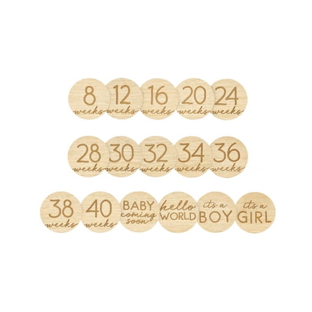 UPC: 0698904601173 | Pearhead Pregnancy Journey Milestone Markers  Wooden Weekly Milestone Discs  Pregnancy Announcement and Baby Arrival Double Sided Photo Prop Cards