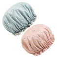 thumbnail image 4 of Shisuyan 2pcs Double-layer Printed Shower Waterproof Bath Caps Eva Bathing Hat Beauty Caps For Woman (Pink Cat + Blue Cat), 4 of 8