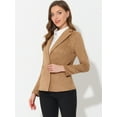 thumbnail image 4 of DARING DIVA Lapel Collar Long Sleeve Faux Suede Blazer 3XL Khaki, 4 of 5