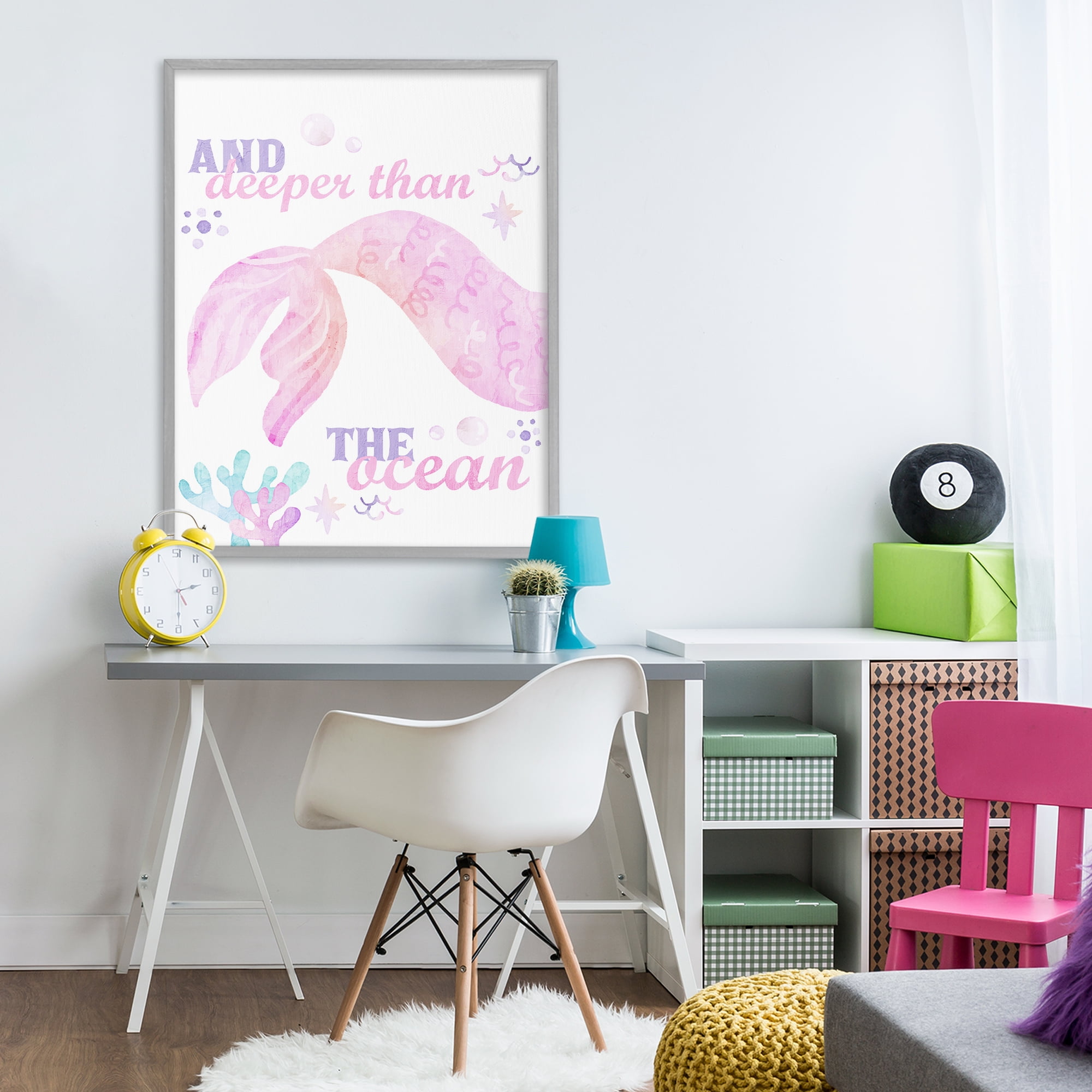 Deeper Than The Ocean Gray Framed Giclee Art, design by Kim Allen