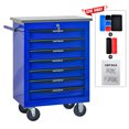 thumbnail image 4 of Tool Storage Cabinet 7 Drawers Multifunctional Tool Cart with Wheels,Metal Rolling Tool Cart Storage for Garage Workshop Warehouse Repair Shop--With Stainless Steel Roof- BLACK&BLUE,Tool Cabinet, 4 of 18