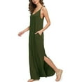 thumbnail image 3 of Sinhoon Summer V Neck Long Cami Dress for Women Casual Beach Cover Up Maxi Dresses Soild Sleeveless Dress with Pocket, 3 of 6