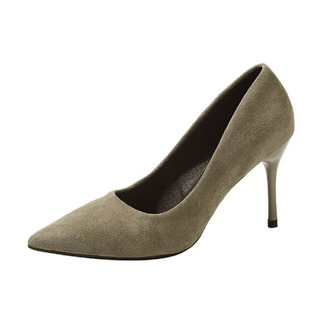 

nsendm Women High Heel Shoes Size 14 Fashion Autumn And Winter Women Casual Shoes Womens Slingback Shoes High Heels Shoes Grey 7