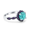 thumbnail image 2 of Flower Ring Amethyst Simulated Paraiba Tourmaline CZ 925, Sterling Silver Size 6, 2 of 5