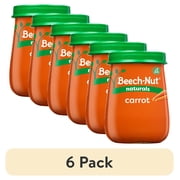 (6 pack) Beech-Nut Naturals Stage 1 Baby Food, Carrots, 4 oz Jar