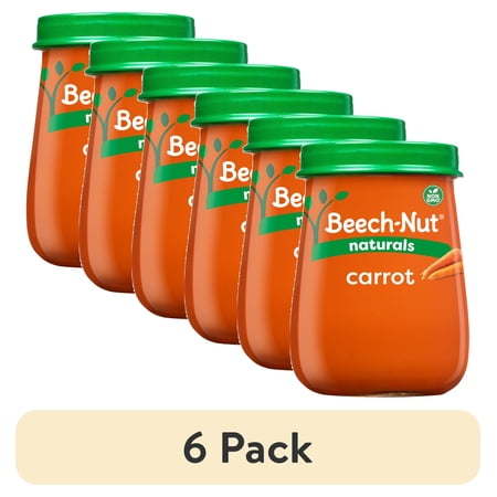 (6 pack) Beech-Nut Naturals Stage 1 Baby Food, Carrots, 4 oz Jar
