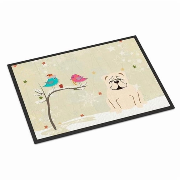 Christmas Presents between Friends English Bulldog White Door Mat