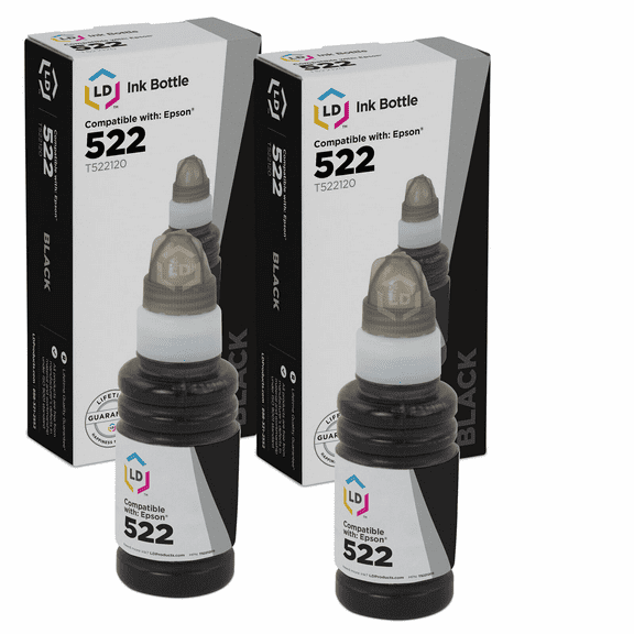 LD Compatible Epson 522 / T522120 EcoTank Black Ink Bottle 2PK ET-2720, ET-4700