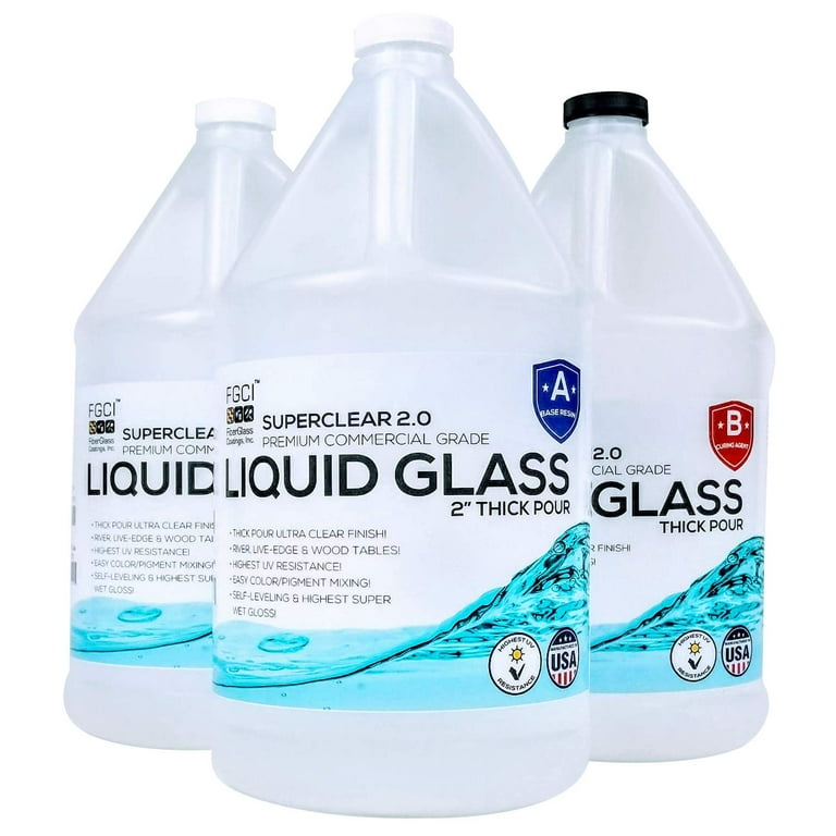 Deep Pour Epoxy Resin Kit Crystal Clear Liquid Glass , Super Colors Pigment Bundle 2-4 inch 1.5 GL Resin Kit-Self LEVELING, Clear Resin Epoxy, Epoxy