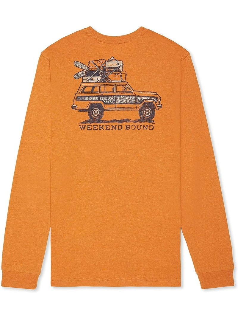 IZOD Saltwater Mens Big & Tall Orange Weekend Bound Long Sleeve