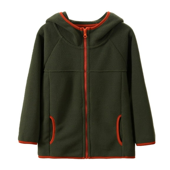 Ruyang Teens Hooded Sherpa Fleece Jackets Boys Fuzzy School Polar Jacket Pockets Fall Winter Warm Full Zip Furry Coat