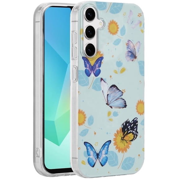 For Samsung Galaxy S21 Case, Fashion Layer Design Slim IMD TPU Protective, Shockproof Hybrid Stylish Durable Hard PC Phone Cover (Mystic Butterflies)