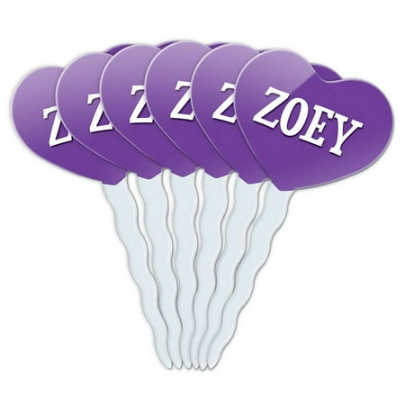 Zoey Heart Love Cupcake Picks Toppers - Set of 6
