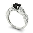 thumbnail image 2 of 1.42 ctw Solitaire with Zirconia Diamond Accents Anniversary Ring for Women | Round Cut Natural Onyx | Hyperallergenic Solid 18K White Gold, 2 of 5
