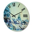 thumbnail image 3 of Designart 'Small Town Covered In Snow In Winter Times' Traditional Wood Wall Clock, 3 of 5