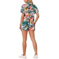 thumbnail image 3 of Women Hawaiian Sets 2 Pieces Floral Button Down Shirt and Shorts Tropical Vacation Beach Casual Outfits 2025 XS Whites, 3 of 6
