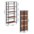 thumbnail image 5 of No Assembly Needed - 4-Tier Folding Office Bookshelf - Vintage Bookcase Storage Rack - Sturdy Metal Frame, Space-Saving Organizer - Black Frame with Brown Wood, Four Shelves, 5 of 8