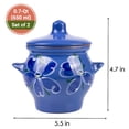 thumbnail image 5 of Borisovskaya Keramika Clay Baking Pot with Lid Set of 2 pcs 22 fl oz (650 ml) Ramekin with Lid Handmade Oven Cooking Pots Natural Red Clay Pot Clay Cookware Stoneware Bean Pots, Blue, 5 of 13
