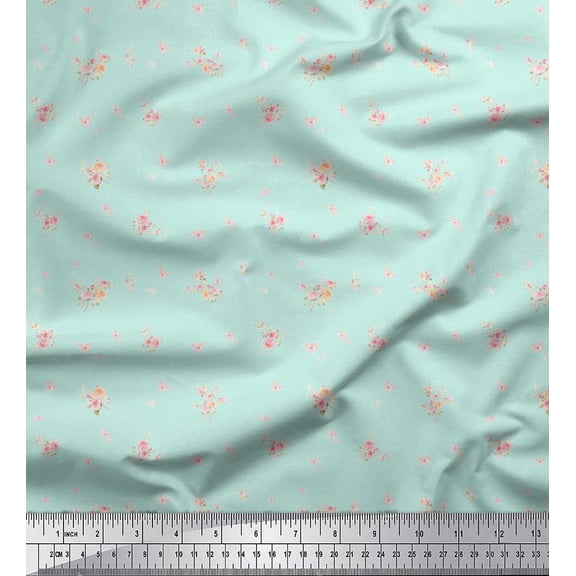 Soimoi Cotton Duck Fabric Leaves & Rose Night Wear Print Fabric by Yard 42 Inch Wide