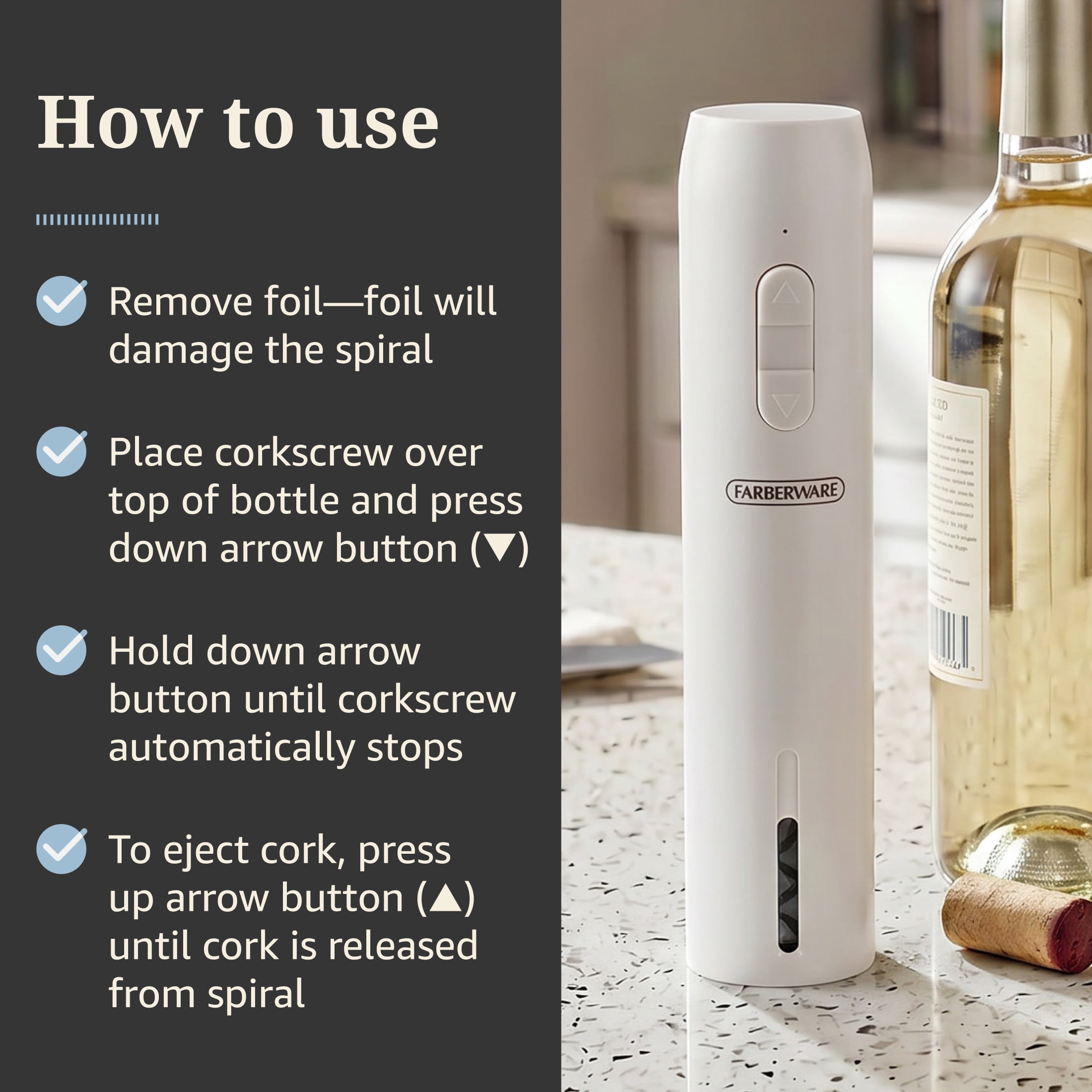 Farberware USB Corkscrew Oyster Grey