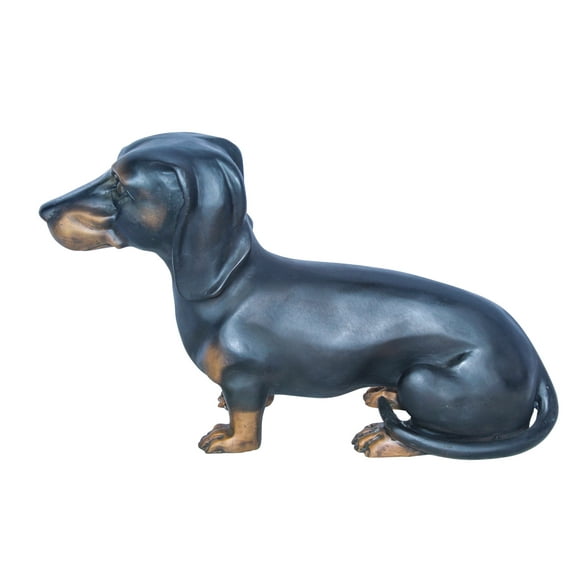 Adorable Dachshund Dog Sitting Bronze Statue 17" x 5" x 10"H
