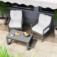 thumbnail image 6 of Garvee Patio Chairs Grey, Outdoor Club Chair with Thick Cushion, Garden Bistro Chair, All-Weather HDPE Sofa for Deck, Yard, Porch, Black, 6 of 9