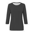 thumbnail image 4 of Shirt for Women's Fashion Casual Raglan Sleeve Round Neck 3/4 Sleeve Loose Solid Color T-Shirt Ladies Top, 4 of 5