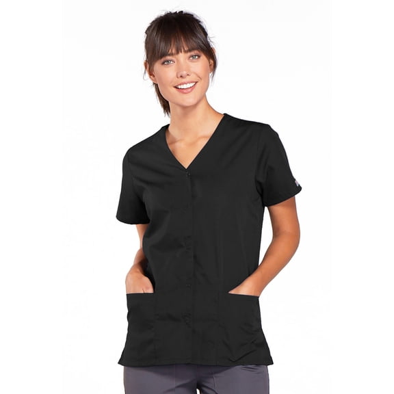 Cherokee Workwear Originals Women's Scrubs Top Snap Front V-Neck 4770