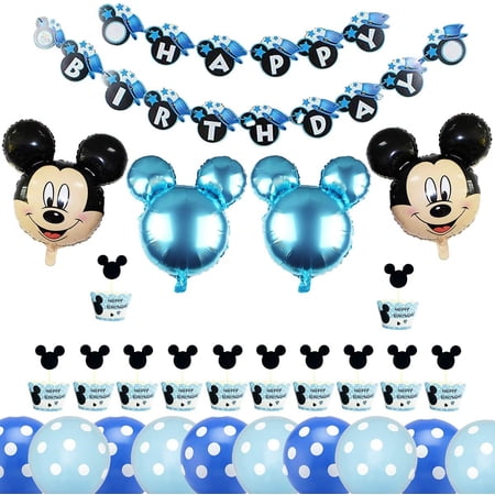 QUETO Fournitures De Fête à Thème Mickey Et Minnie, Minnie Balloons D Corations Sur Le Th Me Joyeux Anniversaire Banni Re Pour Baby Shower Parent