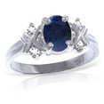 thumbnail image 1 of Galaxy Gold 14k White Gold Ring with Genuine Diamonds and Natural Oval-shaped Sapphire - Size 8.5, 1 of 6