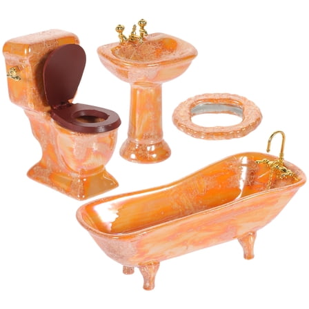 SEWCHICS Dollhouse Bathroom Accessories Orange 1 Set 5.12x2.83x2.05in