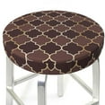 thumbnail image 3 of Kll Brown Gold Grid Round Bar Chair Cushion Cover 13 Inch,Bar Stool Protector With Elastic, Soft Washable, 3 of 7