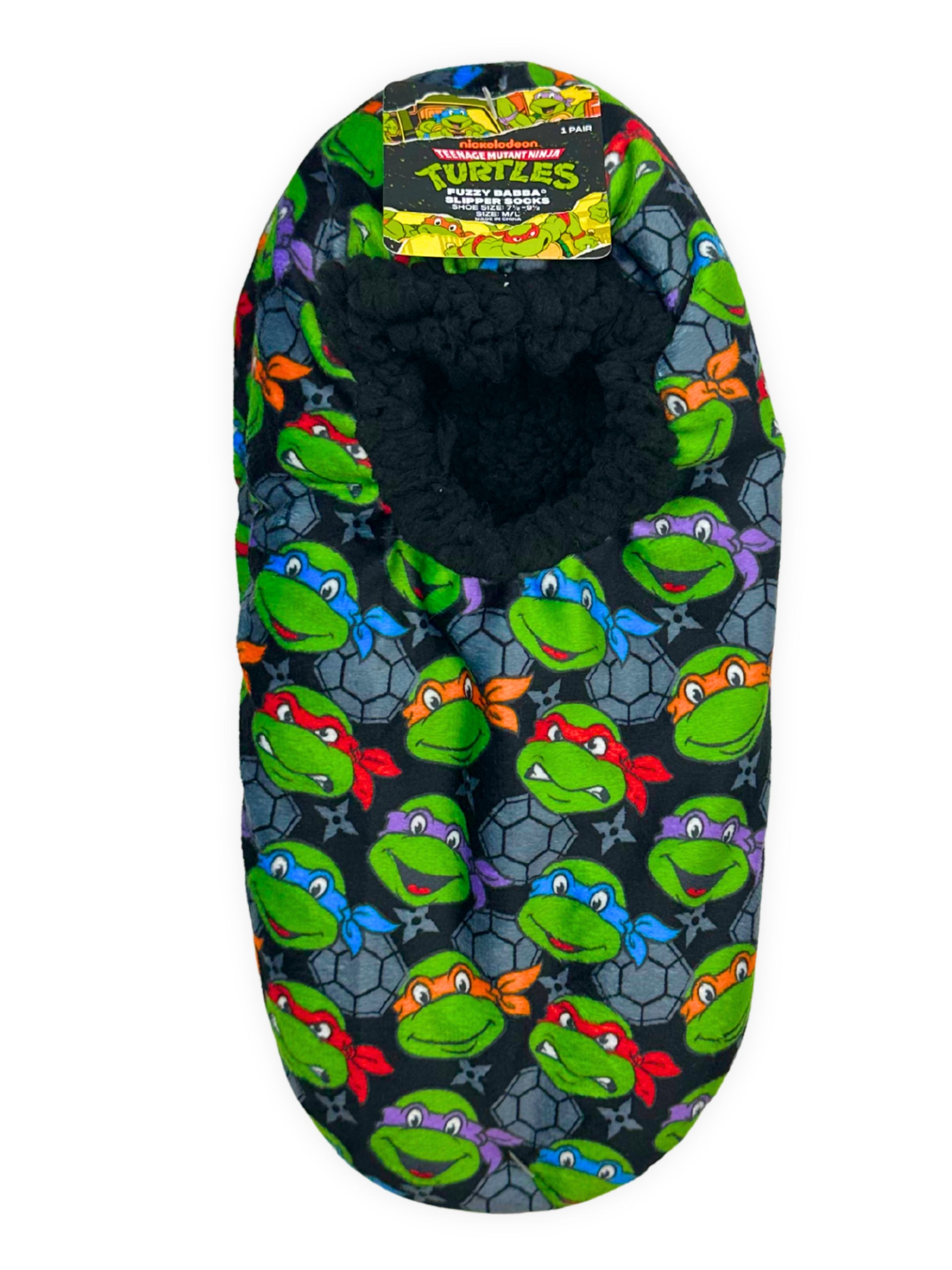 Teenage Mutant Ninja Turtles Men's Fuzzy Babba Slipper Socks, 1-Pack, Sizes M/L & L/XL
