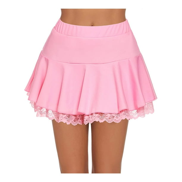 Baby Pink Multi Layers Women Frilly Ruffle Lace Panty Shorts - Pink Shorts