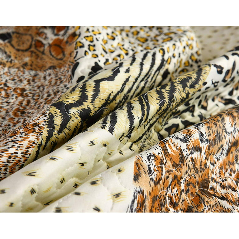 MarCielo 3 Piece Quilted Bedspread Leopard Print Quilt Quilt Set Bedding  Throw Blanket Coverlet Animal Print Bedspread Ensemble Cheetah (Queen)