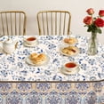 thumbnail image 3 of Blue Yellow Floral Pattern Dishes Tablecloth, French Country Table Cloth, Vintage Tablecover for Oval Tables 60x84 inch, Perfect for Kitchen Dinner Restaurant Holiday Picnic Party Table Cover, 3 of 8