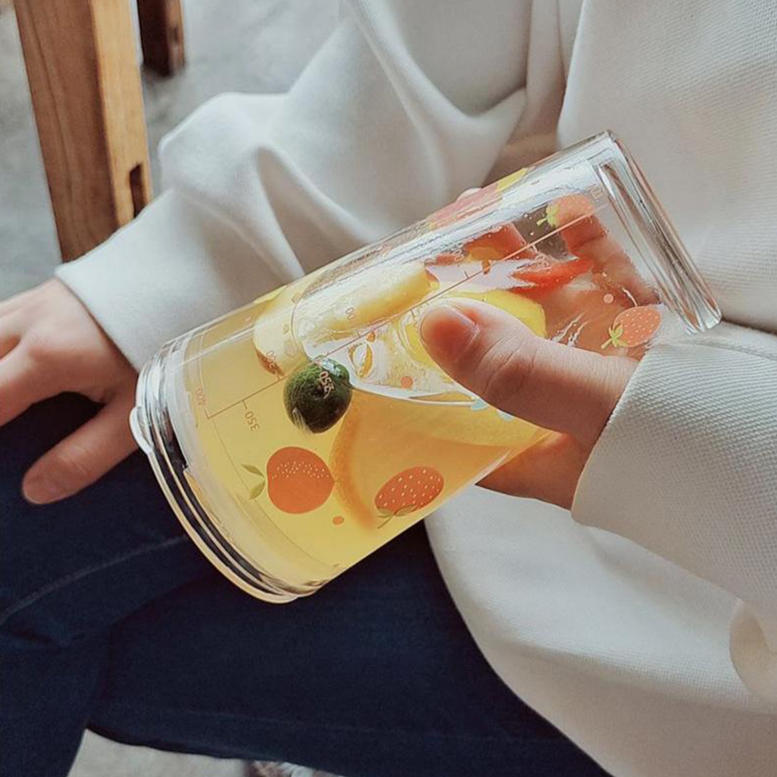 Summer Cute Cartoon Flower Pattern Beverage Glass Tumbler with