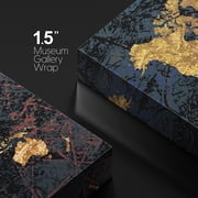 wall26 Canvas Print Wall Art Gold Foil Dark World Map Architecture & Maps Places Illustrations Modern Art Global Scenic Fun Multicolor for Living Room, Bedroom, Office - 32x48