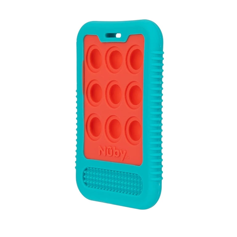 Nuby Giggle Bytes Sensory Popper Teething Toy, Coral/Aqua photo 4