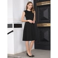 thumbnail image 3 of DARING DIVA Women's Sleeveless Dress A Line Crew Neck Work Flare Dresses M Black, 3 of 7