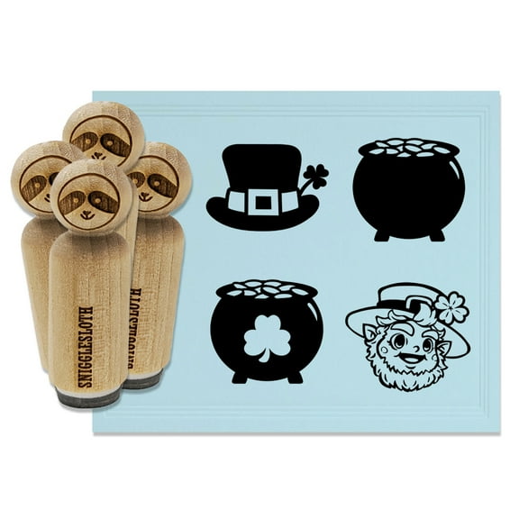 Leprechaun Pot of Gold Saint Patrick's Day Rubber Stamp Set for Scrapbooking Crafting Stamping - Mini 1/2 Inch