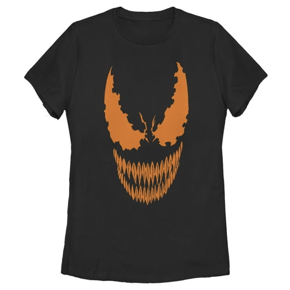 Women's Marvel Halloween Venom Scary Face Costume Graphic Tee Black X Large