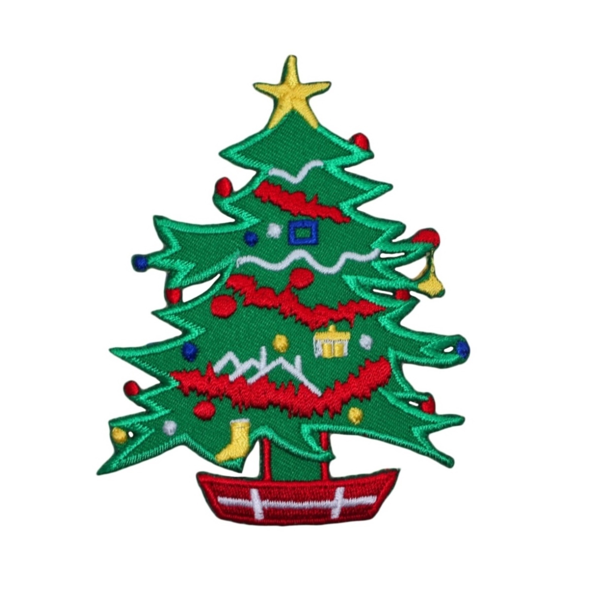 ID 8045 Christmas Tree Decorated Patch Pine Holiday Embroidered Iron On