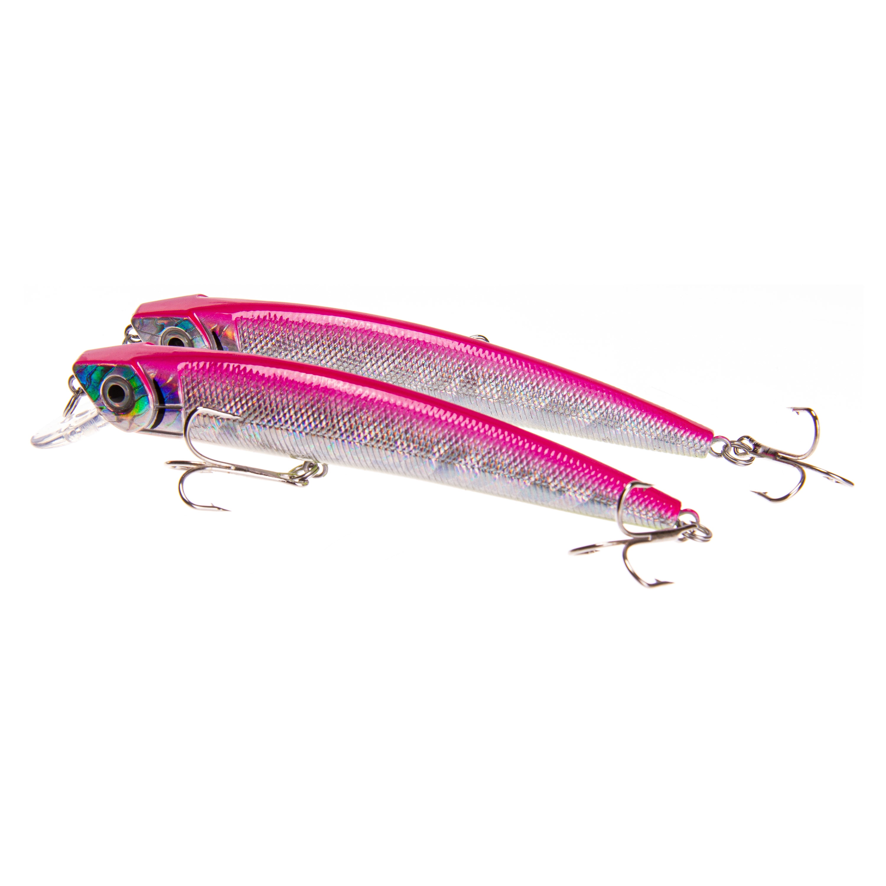 Ozark Trail Inshore Saltwater Minnow Fishing Lures, Pink/Silver, 4.75 in, 2-Pack