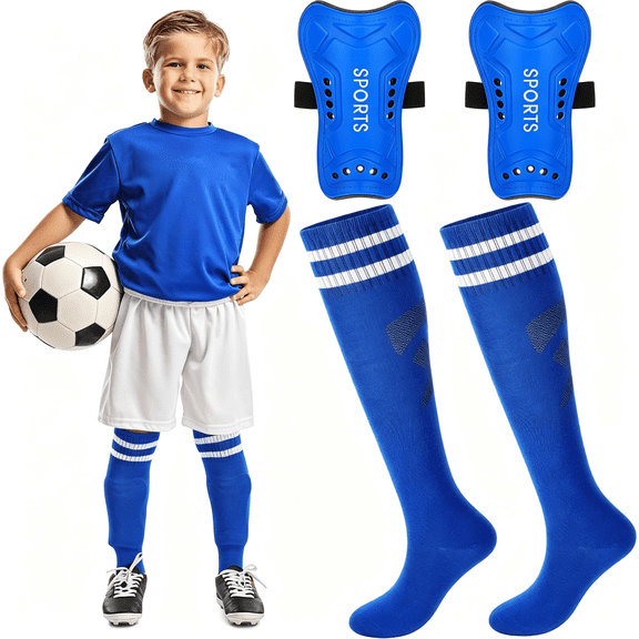 TELOLY Soccer Shin Guards and Socks for Toddler Kids Youth,Lightweight Soccer Shin Pads Protective Defender Gear for 3-5,5-10,10-15 Years Old Children Teen Boys Girls Sports Game