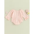 thumbnail image 5 of Newborn Baby Girl Ruffle Long Sleeve Romper 3M 6M 12M 18M  Bowknot Cotton Linen Onesie Bodysuit Cute Fall Outfit Clothes, 5 of 10